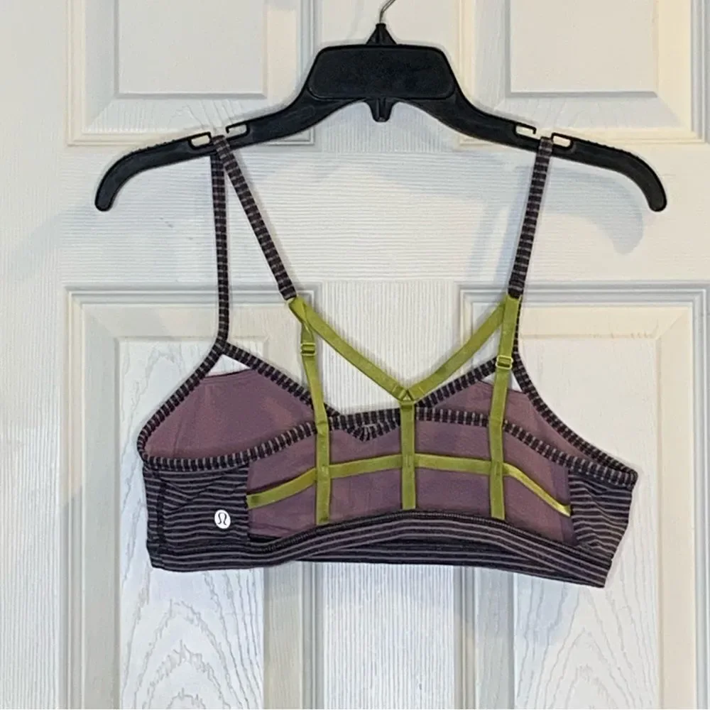 Lululemon Seek The Heat Tank Bra Heathered Deep Coal / Hyper Stripe Size 10